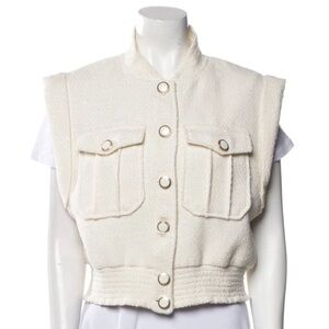 Christian Lacroix Boucle’ Tweed Crop Vest Sleeveless Jacket Intermix $395